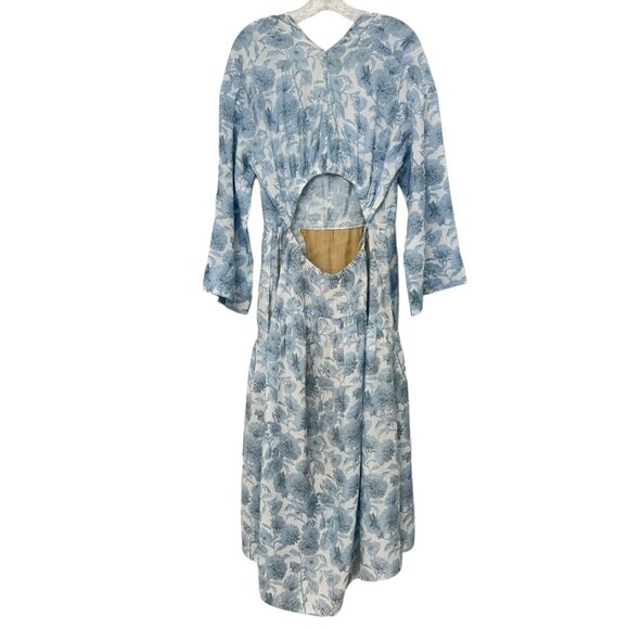 NWT Vince Dahlia floral print V neck high low women's midi dress size M - Picture 4 of 12